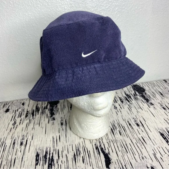 Vintage Y2K Nike Bucket Hat Navy Blue Center Swoosh L/XL - Picture 2 of 10